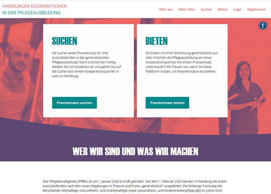 Das barrierefreie Portal auf TYPO3-Basis für Praxiseinsätze in Hamburg